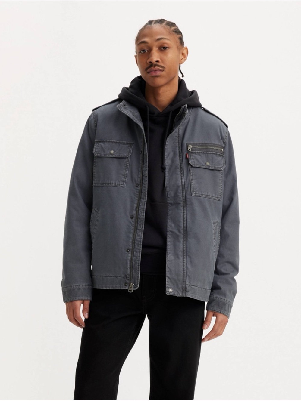 Levi's Men's Gray Military Field Jacket with Chest Pockets